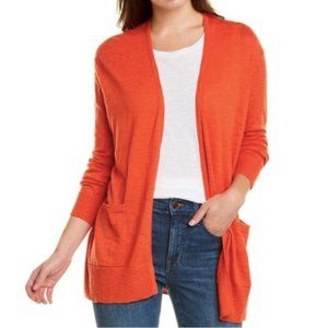 Madewell Open Front Pocketed Slub Cardigan Orange